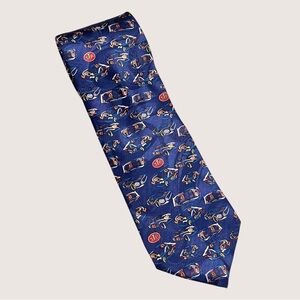 NASCAR Richard Petty STP blue novelty print silk tie